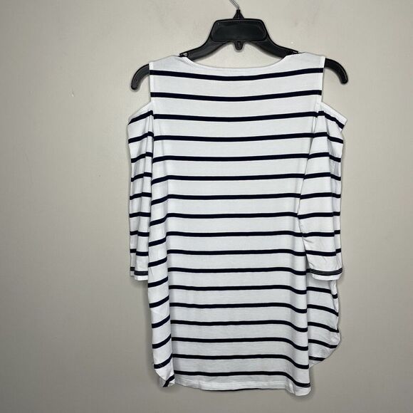 LANDS END Womens Stripe Long Sleeve Swim Shirt Rash Guard NEW Cut-Out Petite M - Picture 3 of 7